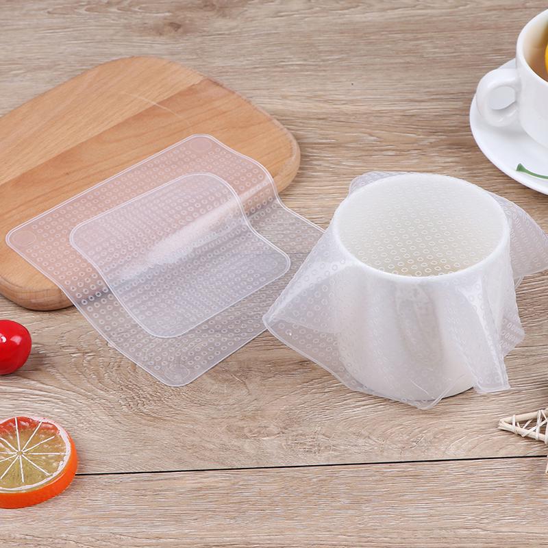 4 Pezzi Coperchi Estensibili in Silicone Riutilizzabili Coperchio per Ciotola Alimenti Avvolgimento Sottovuoto Sigillo Coperchio per Alimenti