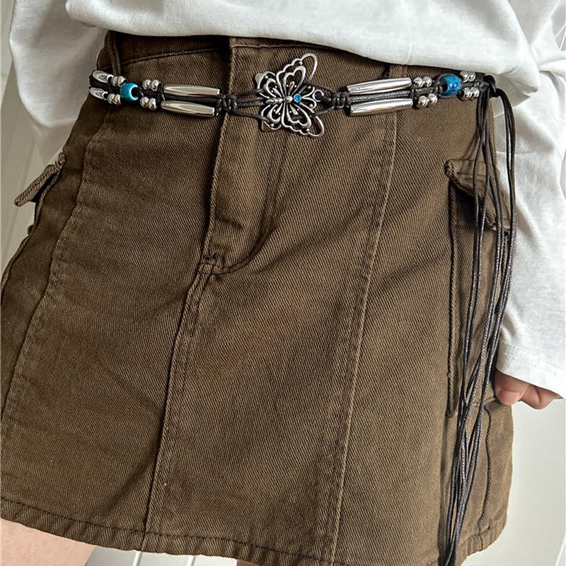 Diamond-encrusted Acrylic Butterfly Hollow-woven Waist Chain Niche High-end Retro Necklace Ethnic Style Temperament Necklace Women