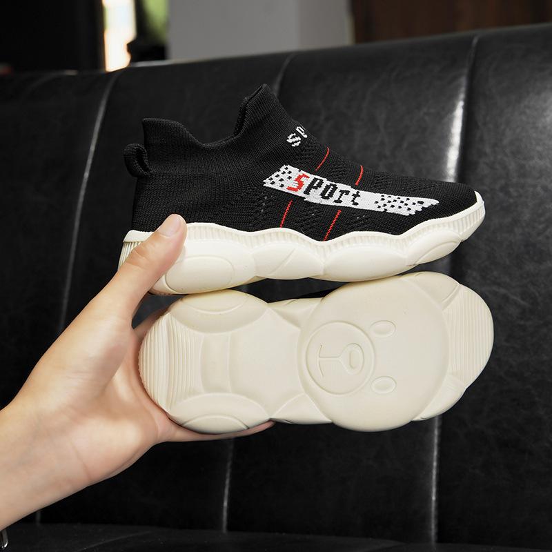 

Children s four-season sports shoes Girls fashion personality light one-pedal middle-aged and older boys running socks shoes 30 yards inner length 19cm чёрный