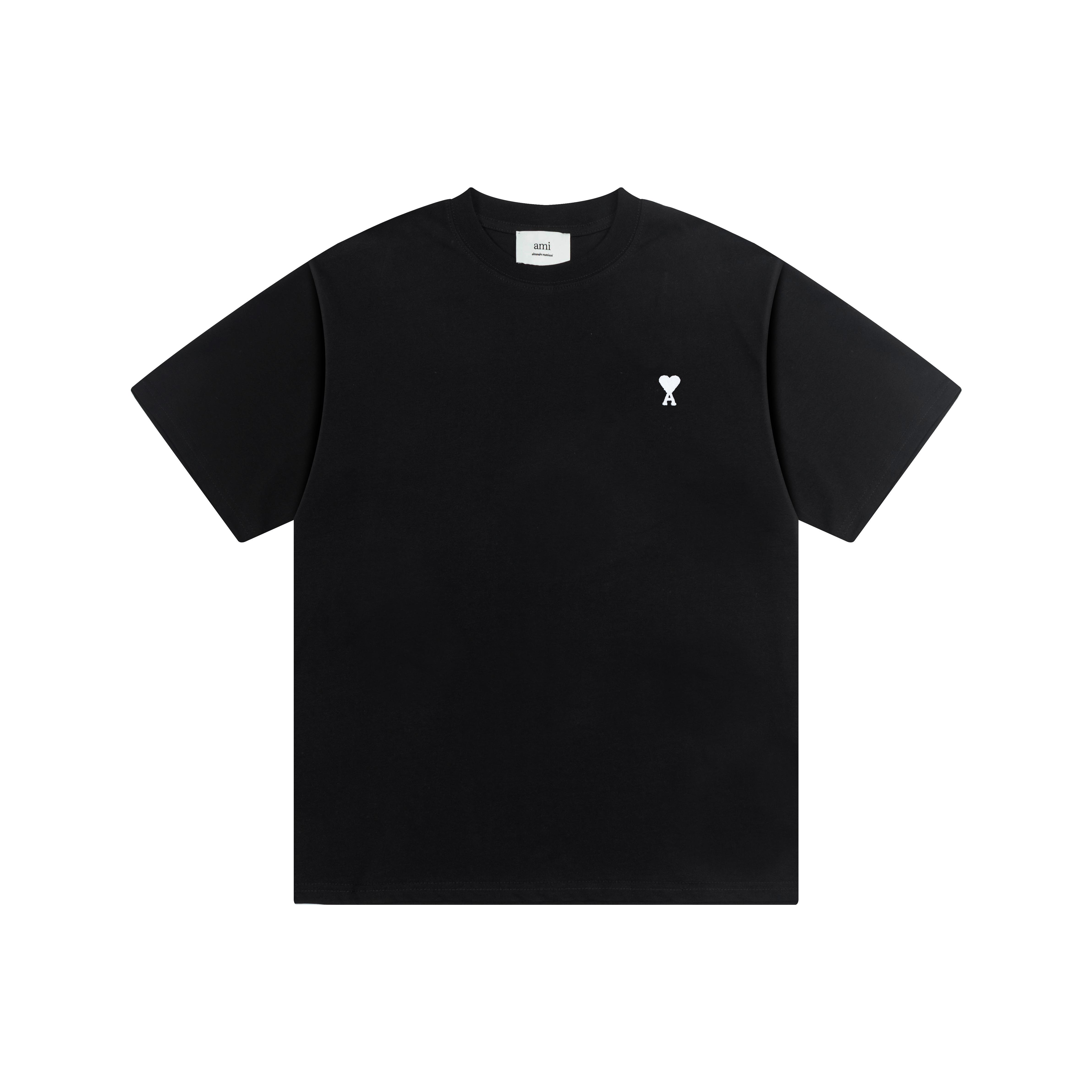 

AMI 2025 Лето Новая Любовь Вышитый Логотип Парная Хлопковая Футболка с Коротким Рукавом и Круглым Вырезом L