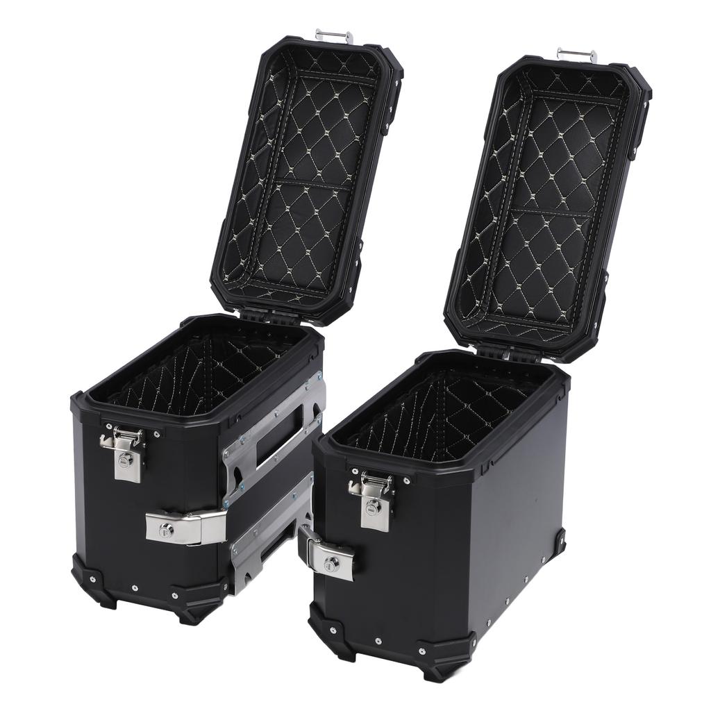 2PCS Motorcycle Side Box 35L Large Capacity Aluminum Alloy Hard Saddlebag with   Lock and Handle Replacement for  