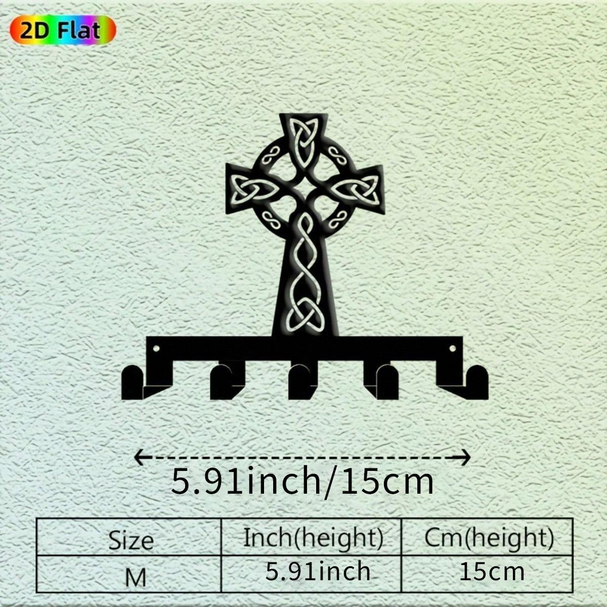 

Hand Forged Celtic Cross Key Rack 5 Hook Solid Iron Wall Decor with Classic Knots Durable Home Entryway Hallway Bedroom 13x15