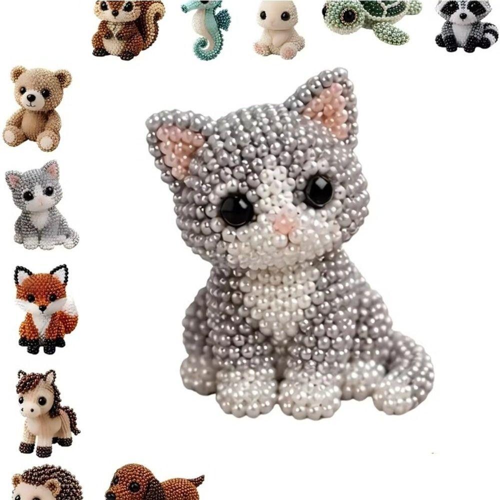 Craft 3D Beaded Animal Kit Animal Shape DIY Bead Craft Kit DIY 3D Beaded Ornament Set Home Decor