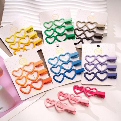 New 3pcs/set Colorful Love Heart Hair Side Clips Women Girl Hollow Bowknot Shaped Hair Clips Bangs Hairpins Kids Sweet Ornament