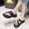 Slippers women's 2025 new summer outer wear cover toe sandals fashion thick sole height increase versatile casual cool slippers