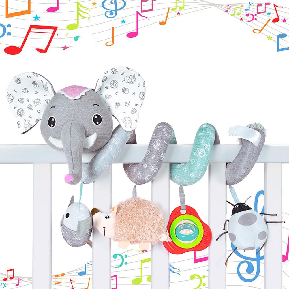 Infant Baby Elephant Spiral Plush Hanging Toys for Car Seat Stroller Wrap Around Baby Carriage Toy