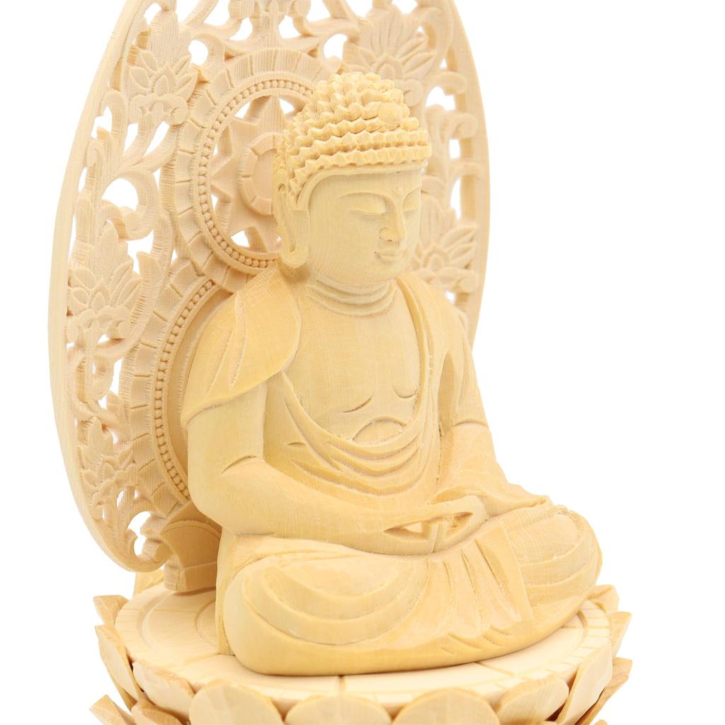 Kurita's Specialty Buddha Statue [Nyorai] Amitabha Buddha, Seated, 2.0 Inches (total Height 18.5 Cm, Width 10 Cm, Depth 9 Cm), with Grass Halo and