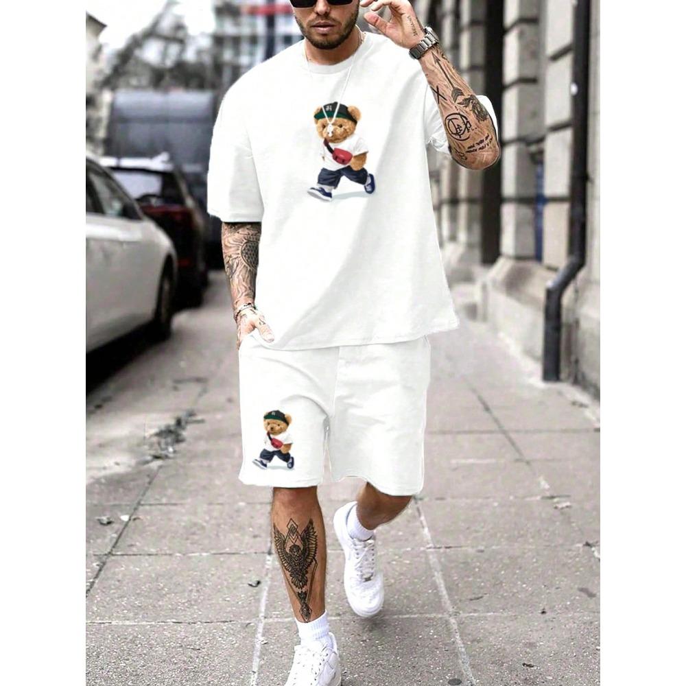 

3D Color Block Patchwork Printed Men s T-shirt Shorts Set Summer Daily Casual Shorts Urban Street Men Fashion Short Sleeve 6XL