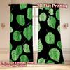 Flat Printing Curtains Without Rod Green Leaf Design Dark Background April Fools Is Day Holiday Set Of 2 Made Polyester