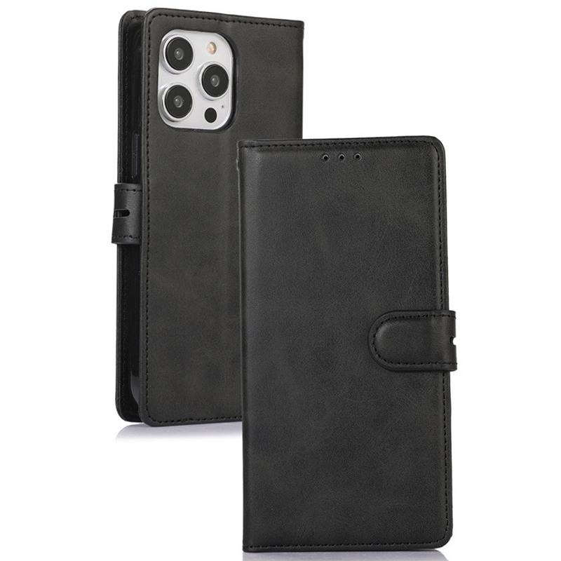 For iPhone 15 Pro Max Stand Wallet Calf Texture Phone Case Full Protection PU Leather Phone Cover