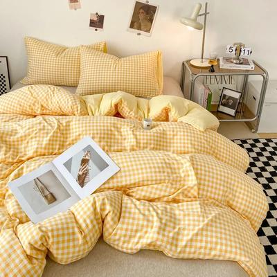 Japanese Style Check Queen Quilt Cover Set 1/3 Pcs Soft Washed Duvet Cover and Pillowcase or Only Duvet Covers Skin-friendly