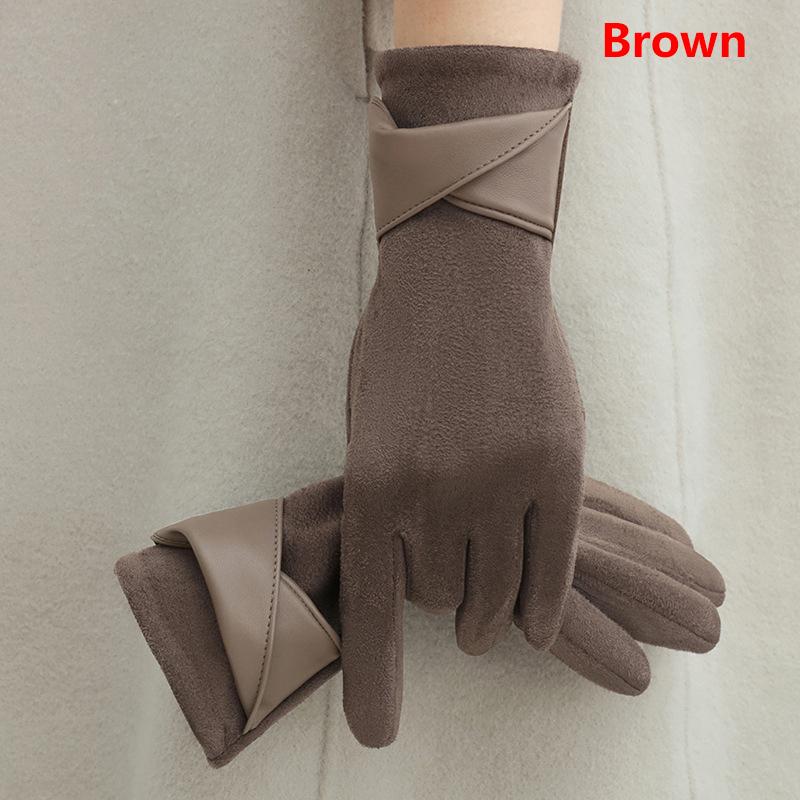 1 Pair Suede Gloves For Women Winter Velvet Gloves Elegant Touch Screen Gloves Riding Driving Keep Warm Outdoor Christmas Gift