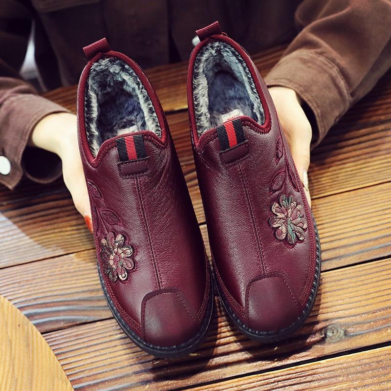 Old Beijing Warm Shoes Fleece Thickened Polyurethane Mother Shoes Middle Old Cotton Shoes Warm Thickened