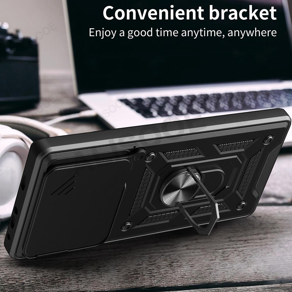 Slide Camera Funda for Infinix Note 40 4G Case Armor Ring Stand Protect Cover for infinix Note 40 Pro Plus 5G Pro+ Capa