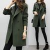 Cappotto di lana doppiopetto alla moda da donna di media lunghezza per l'autunno