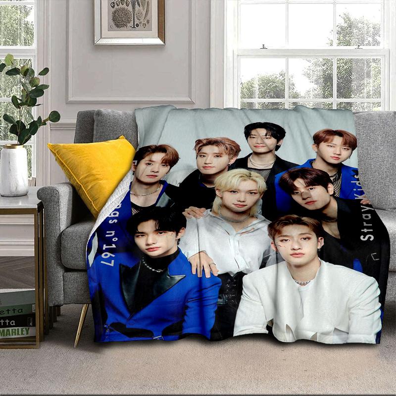 K-pop Group Poses Blanket Flannel Blanket for bed, sofa, Camping, Hiking, Picnic Essentials, gift for family Fan gifts