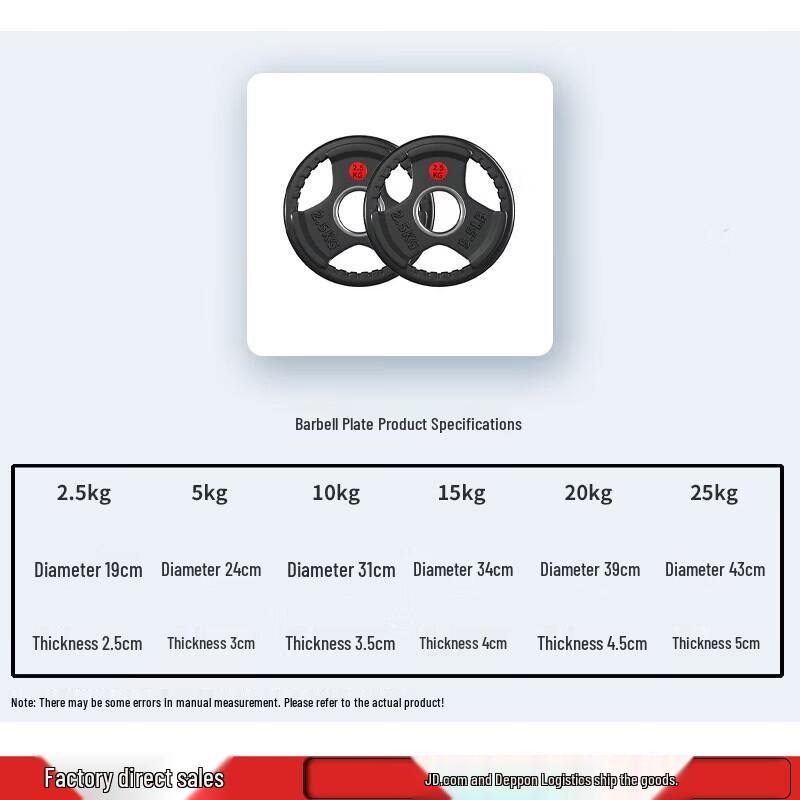 Yituo Rubberized Iron Barbell Set with Large Grip Plates