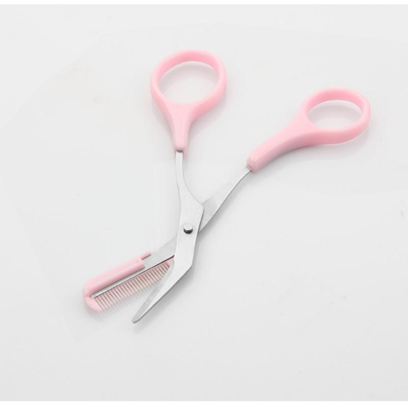 Nůžky na make-up Nerezový zastřihovač obočí Hřeben na odstranění řas Hair Manikúra Oční kosmetický nástroj