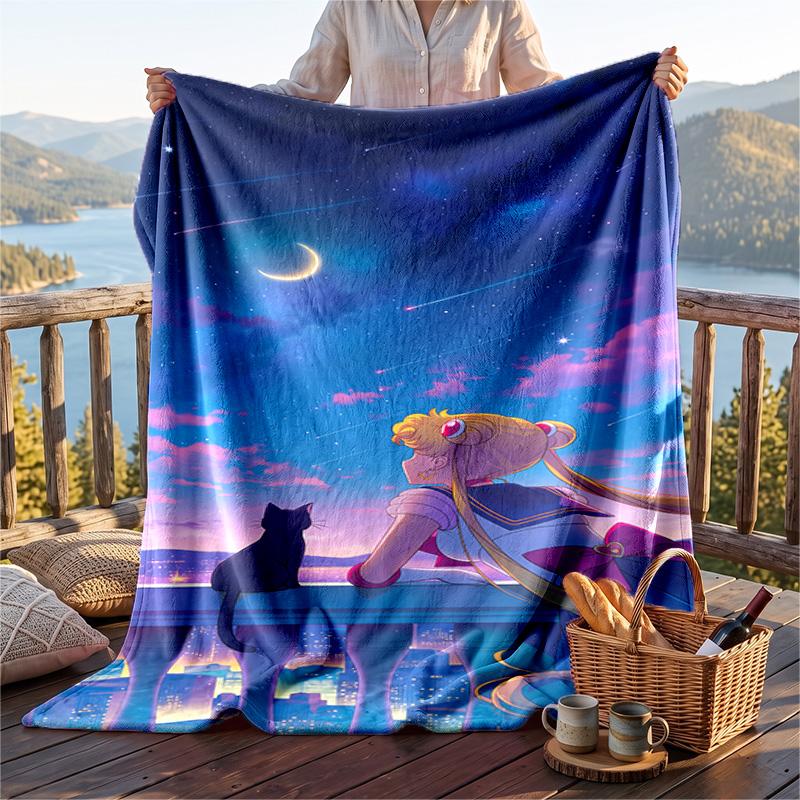 Warm Flannel Throw Blanket,Sailor Moon Lightweight Cozy Blanket For Bed Sofa And Daily Use