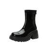 Small Girls Height-increasing Thick-soled Short Boots Women's Autumn and Winter Short Tube 7cm High-heeled Patent Leather Thick-heeled Thin Boots 