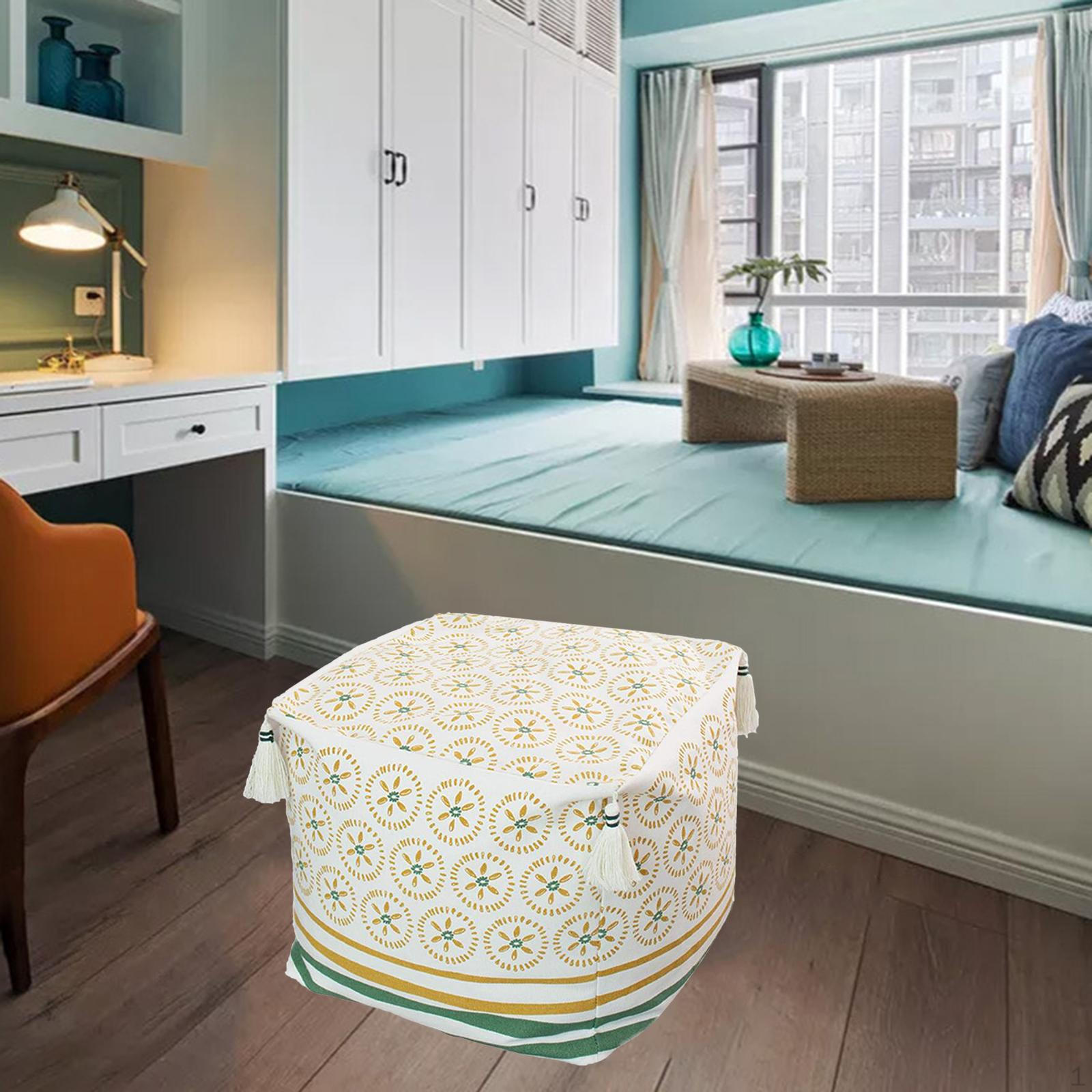 Пуф Чехол Набивной Стеганый Подушка для ног Большие кисти Повседневный Молния Удобный Ручной работы зелёный 1650₽