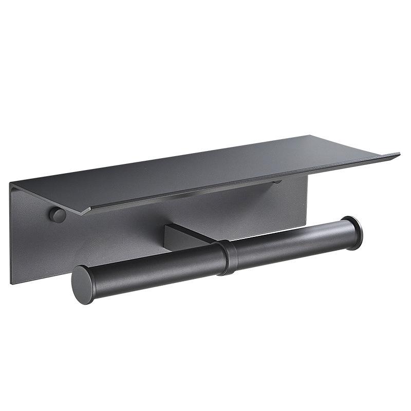 Gray/Black Aluminum Bathroom Paper Towel Holder Toilet Roll Paper Wall Mount Phone Holder Shelf Towel Roll Shelf Accessories