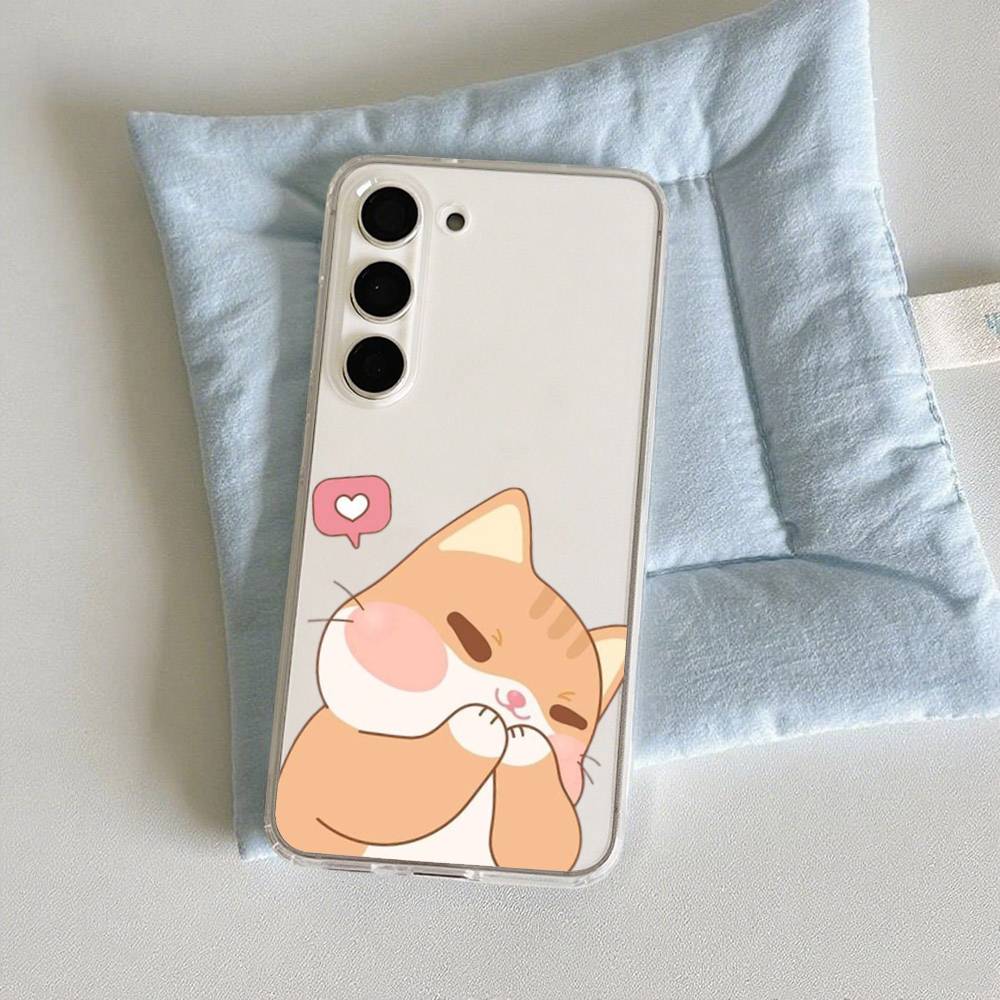 Cartoon Cat Phone Case For Samsung Galaxy S21 S22 S23 S24 S25ULTRA FE Ultra Plus5G A52S Transparent Cover