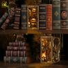 Non-Toxic Diy Retro Bookstore Bookshelf Model 3D Wooden Puzzle Assemble Book Nook Shelf Miniature Building Kits Handmade Toys