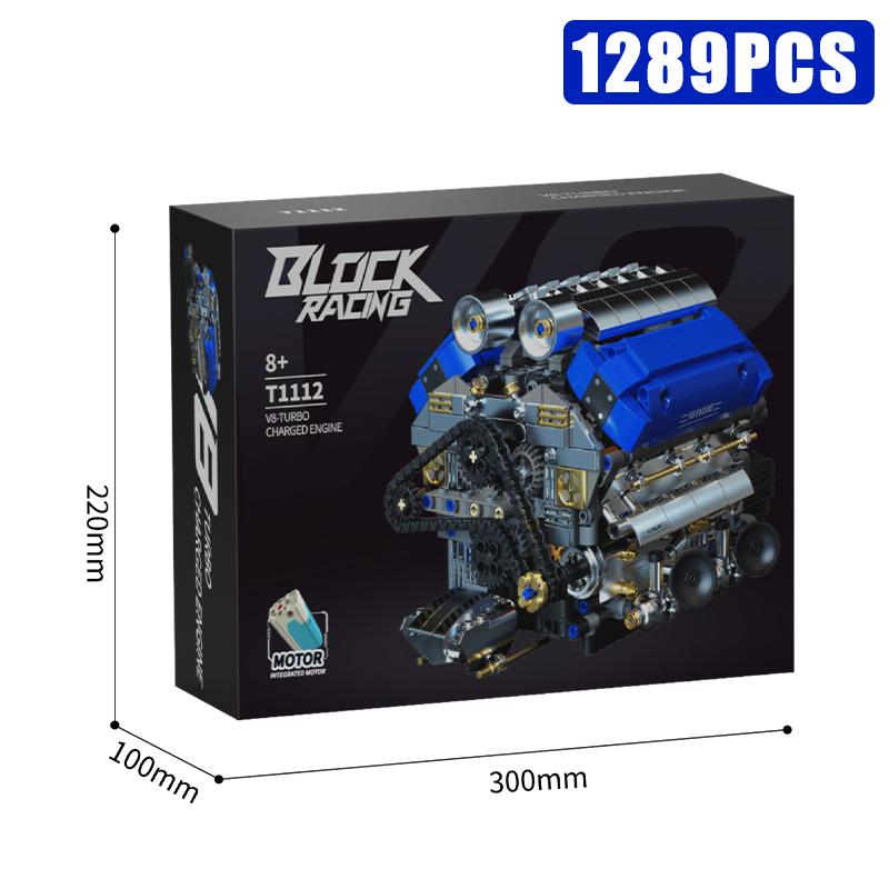 Technical V8 Electrice Driven Engine Building Blocks Simulation Supercar Engine MOC Bricks Science Education Toys Kid Adult Gift