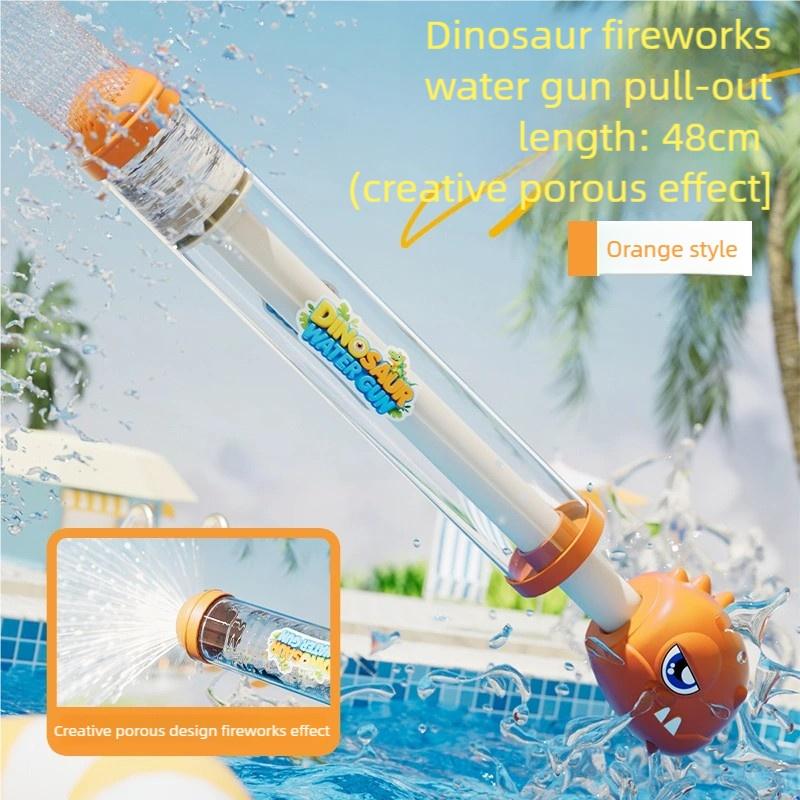 

1 Piece of Kidsren s Dinosaur Fireworks Water Gun, Pull-Out Water Gun, Water Fight, Summer Beach Rotating Fireworks, Water Pumping Dinosaur Fir помаранчевий