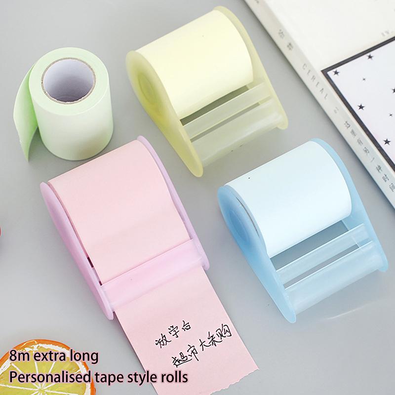 Kawaii Roller Memo Pad Sticky Note Set Refillable Adhesive Paper 8M Length School Supplies Bookmark Notebook Stationery Stickers