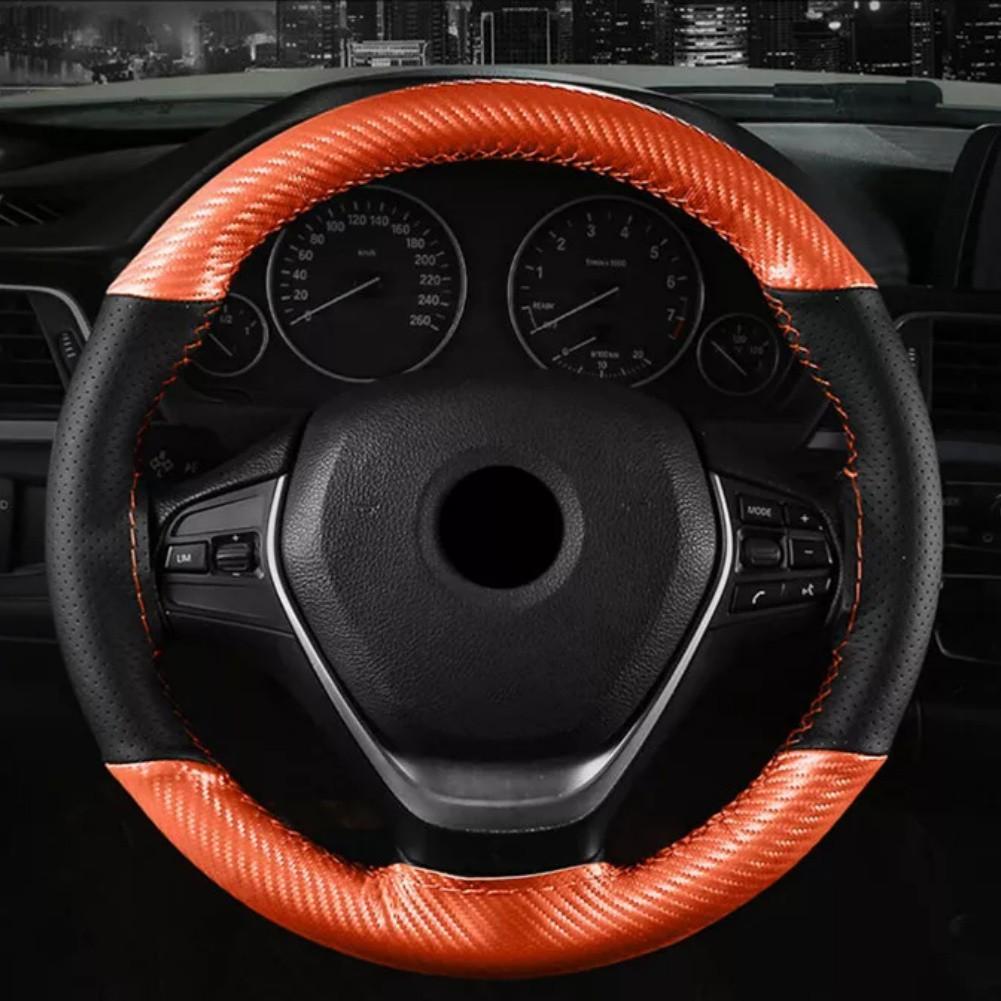 

Чехол на руль автомобиля ручной работы из микрофибры оранжевый