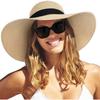Damen Sonnenstrohhut Breiter Rand UPF 80 Sommerhut Faltbar Packbar Floppy Strandhüte für Damen
