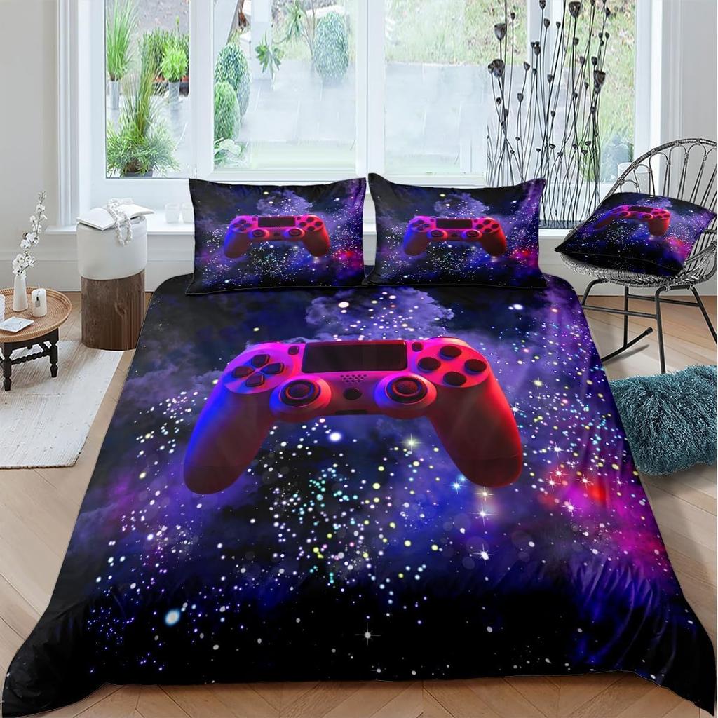 Gamer Bedding Sets for Boys Gaming Duvet Cover Set Video Games Comforter Cover Play Designs Bed Set with Pillowcase