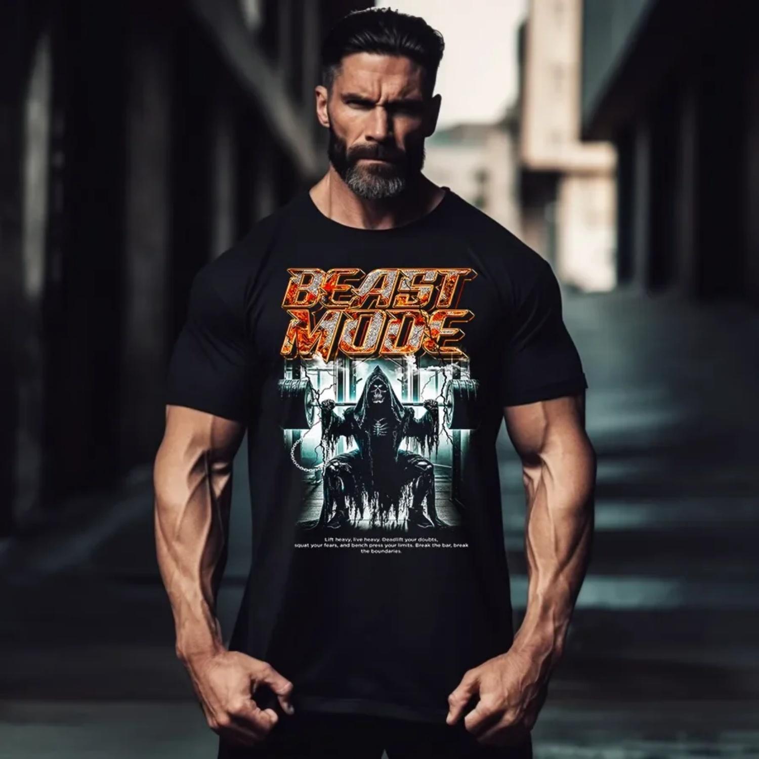 Grim Reaper Cotton TShirt Gothic Athletic Streetwear Mens Fitness Muscle Black S чёрный