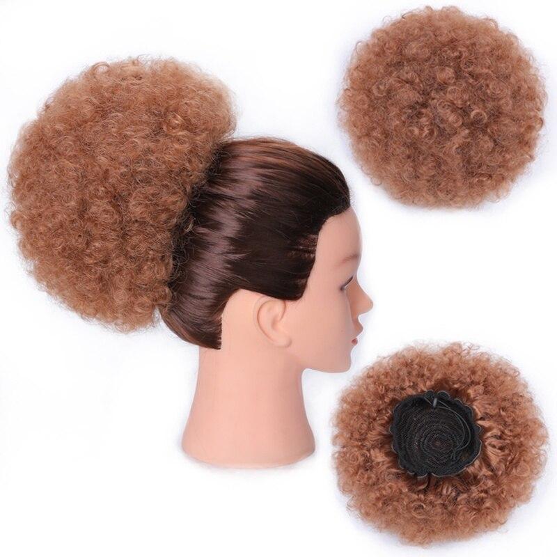Women Kinky Curly Hair Wig Synthetic Fiber Curly Short Afro Drawstring Puff Ponytail Hair Extensions Party Time Daily Use