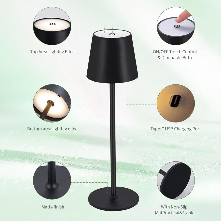 Rechargeable LED Desk Lamp Touch Switch Table Lights 3 Colors Dimmable For Bedroom Living Room Bar Dinner decoration Lighting