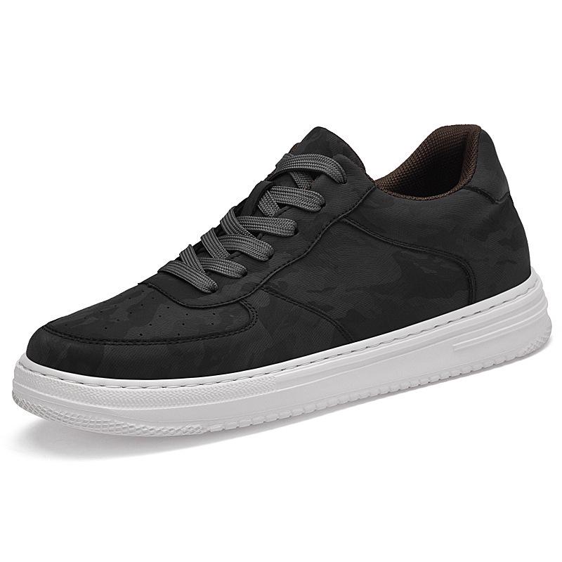Men's Plus Size Autumn Height-Boost 6CM Leather Sneakers - Fashionable Casual White Shoes