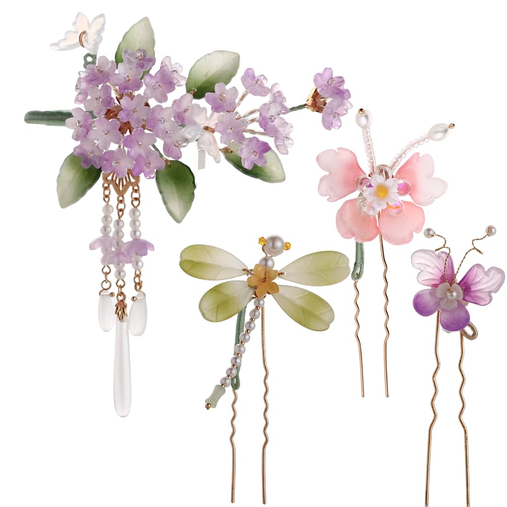 

Hair Ornament Set with and Dragonfly Hair Ornaments for and Cute Cherry Blossom Kanzashi Hair Ornaments for Entrance and Also includes artificial