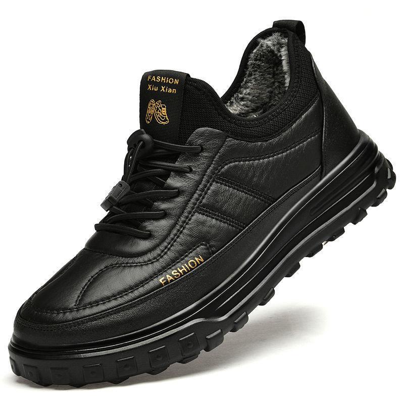 Winter new cotton shoes piled thickened weighbridge cotton shoes people casual shoes soft-soled dad cotton leather shoes