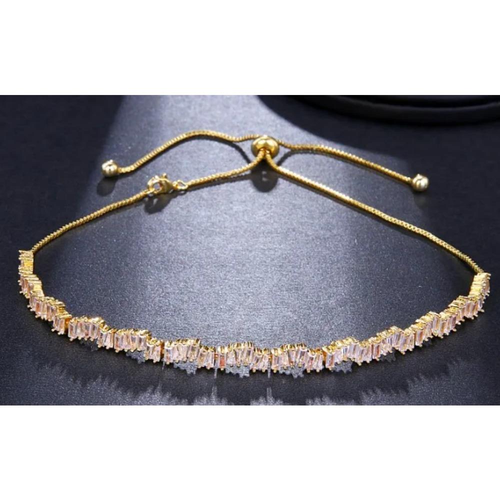 Emmaya Fashion Jewelry Rose Gold Rectangle Zirconia Necklace/Torques For Women Party Gift