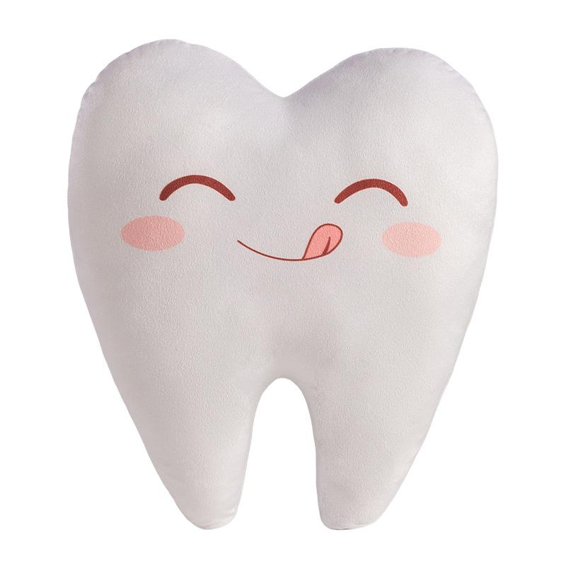 

Plush Tooth Shaped Pillow Soft Stuffed Toy Cartoon Expression Decorative Cushion for Home Office Kids Room 30cm Size One Size