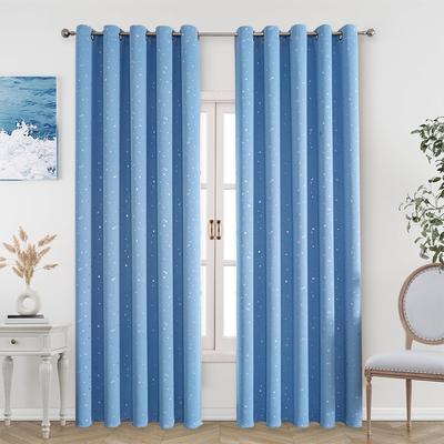 Curtains, Finished Hot Silver Star Blackout Windows + Fabric Curtains
