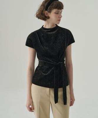 Deuloupisumeon Dilia Tuck Velvet Top [Black]