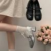 High heels women's 2025 summer new thick heel night breeze gentle French Mary Jane shoes with skirt silver single shoes