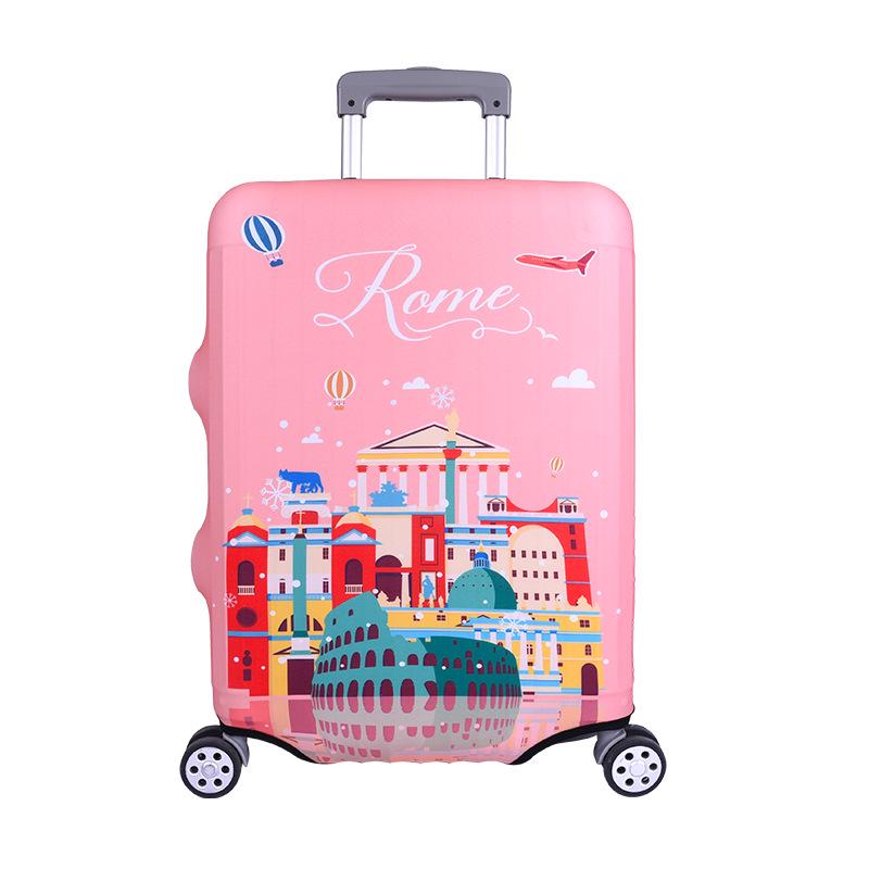 Elastic Zippered Travel Suitcase Protective Cover - Durable, Printed, and Wear-Resistant