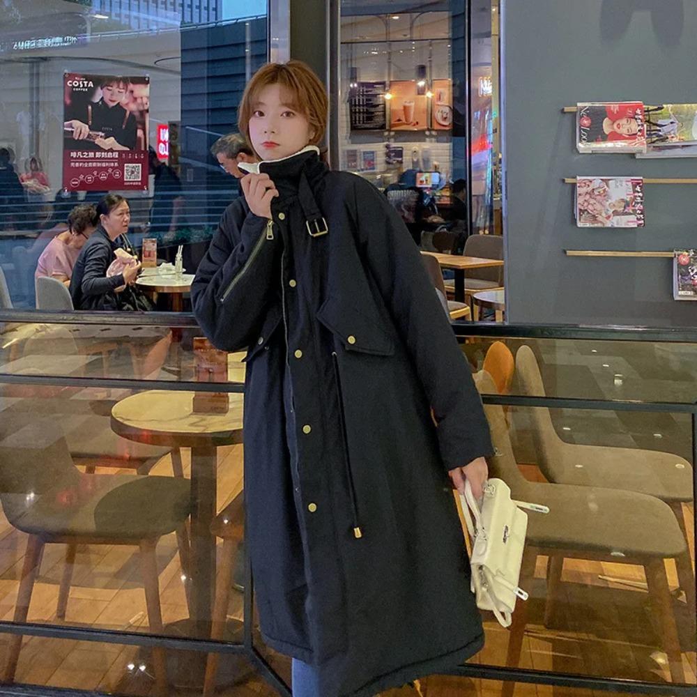 Down Cotton Parkas Jacket Women's Mid-length Over The Knee Loose Fashion Winter Padded Female Thickened