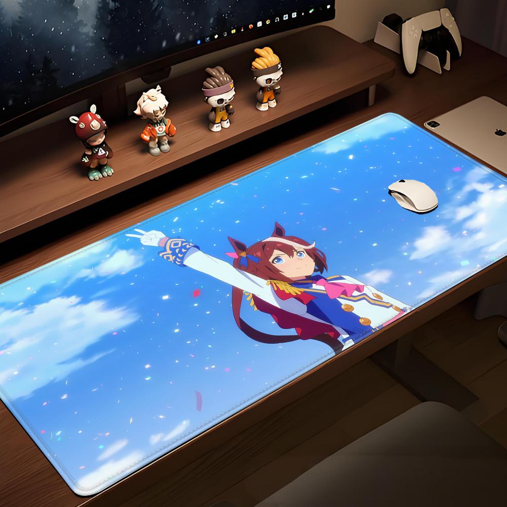 Anime UUmamusume Pretty Derby Spiel Mauspads Tokai Teio Schreibtischunterlage 900x400mm Gaming Zubehör XXL Kawaii Hybxaxc Tastaturpad