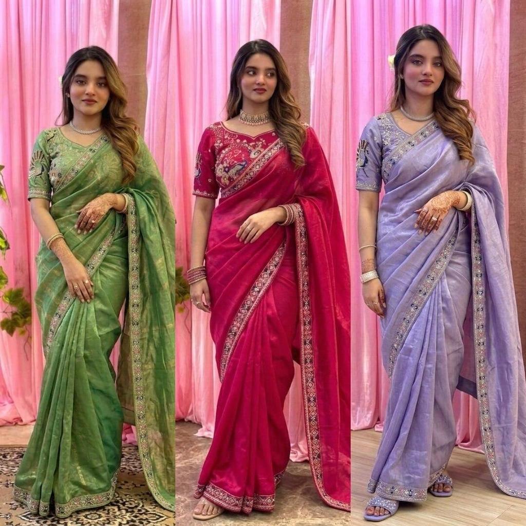 Designer Party Wear Fendy Satin Silk Saree