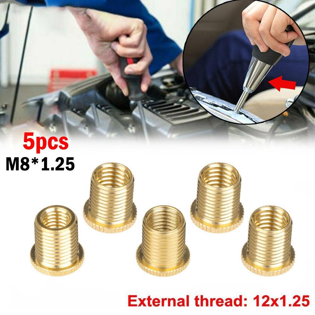 Gold 5Pc Gear Shift Knob Thread Adapter Nut Insert Kit M10x1 25 M10x1 5 M8x1 25